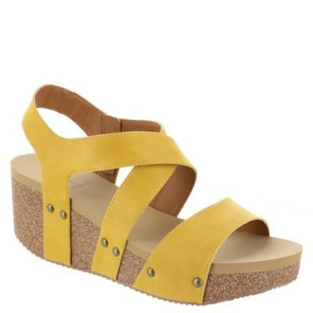 Volatile Women's Sunkissed Wedge Sandals - Mustard PV1014
